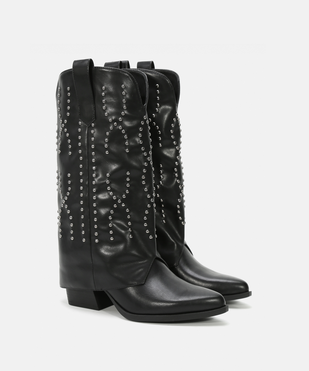 Botas cowboy tacón tachas image number null